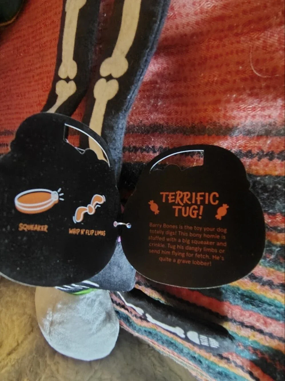 NWT BarkBox Halloween Dog Toy Lot of 3-Rickie Raccoon, Tanuki Tamiko&Barry Bones